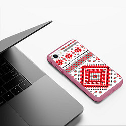 Чехол iPhone 7/8 матовый Удмуртская роспись, цвет: 3D-малиновый — фото 2