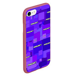 Чехол iPhone 7/8 матовый Minecraft pattern logo, цвет: 3D-малиновый — фото 2