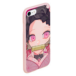 Чехол iPhone 7/8 матовый Клинок рассекающий демонов милая Нэдзуко Камадо, цвет: 3D-светло-розовый — фото 2