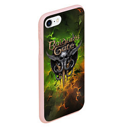 Чехол iPhone 7/8 матовый Baldurs Gate 3 logo dark green fire, цвет: 3D-светло-розовый — фото 2