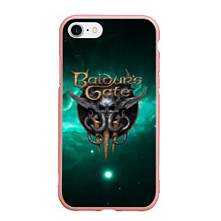 Чехол iPhone 7/8 матовый Baldurs Gate 3 logo green, цвет: 3D-светло-розовый