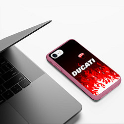 Чехол iPhone 7/8 матовый Ducati- красное пламя, цвет: 3D-малиновый — фото 2