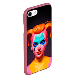 Чехол iPhone 7/8 матовый Девушка клоун с жёлтыми волосами, цвет: 3D-малиновый — фото 2