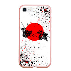 Чехол iPhone 7/8 матовый Два самурая, цвет: 3D-светло-розовый