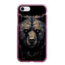 Чехол iPhone 7/8 матовый Крупный медведь, цвет: 3D-малиновый