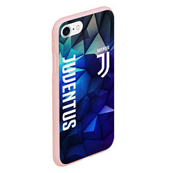 Чехол iPhone 7/8 матовый Juventus logo blue, цвет: 3D-светло-розовый — фото 2