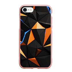 Чехол iPhone 7/8 матовый Оранжевые и черные элементы, цвет: 3D-светло-розовый