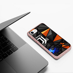 Чехол iPhone 7/8 матовый Juventus orange black style, цвет: 3D-светло-розовый — фото 2