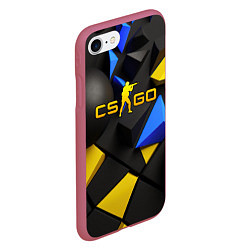 Чехол iPhone 7/8 матовый CSGO blue yellow abstract, цвет: 3D-малиновый — фото 2