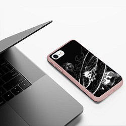 Чехол iPhone 7/8 матовый Танджиро против луны - Клинок демонов, цвет: 3D-светло-розовый — фото 2