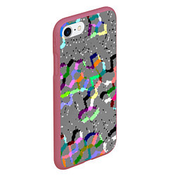 Чехол iPhone 7/8 матовый Серая абстракция с цветными элементами, цвет: 3D-малиновый — фото 2