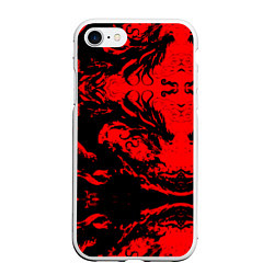 Чехол iPhone 7/8 матовый Черный дракон на красном небе, цвет: 3D-белый