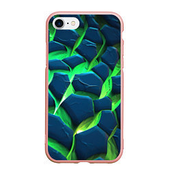 Чехол iPhone 7/8 матовый Разломленные зеленые плиты, цвет: 3D-светло-розовый