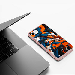 Чехол iPhone 7/8 матовый Акриловые краски - оранжевые, цвет: 3D-светло-розовый — фото 2
