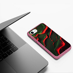 Чехол iPhone 7/8 матовый Объемные зеленые плиты, цвет: 3D-малиновый — фото 2