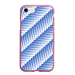 Чехол iPhone 7/8 матовый Голубая белая диагональ, цвет: 3D-малиновый