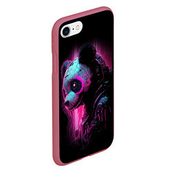 Чехол iPhone 7/8 матовый Панда киберпанк в фиолетовом свете, цвет: 3D-малиновый — фото 2