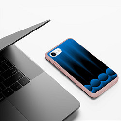 Чехол iPhone 7/8 матовый Сине-черный градиент в полоску, цвет: 3D-светло-розовый — фото 2