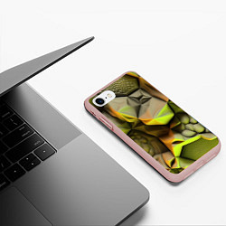 Чехол iPhone 7/8 матовый Зеленая объемная космическая текстура, цвет: 3D-светло-розовый — фото 2