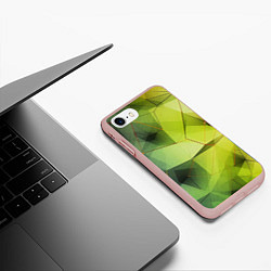 Чехол iPhone 7/8 матовый Зеленая текстура объемная, цвет: 3D-светло-розовый — фото 2