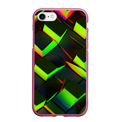 Чехол iPhone 7/8 матовый Зеленые неоновые плитки, цвет: 3D-малиновый