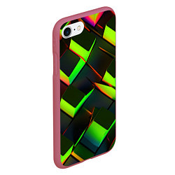 Чехол iPhone 7/8 матовый Зеленые неоновые плитки, цвет: 3D-малиновый — фото 2