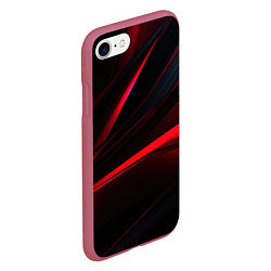 Чехол iPhone 7/8 матовый Red lighting black background, цвет: 3D-малиновый — фото 2