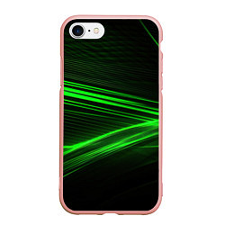 Чехол iPhone 7/8 матовый Зеленые абстрактный линии, цвет: 3D-светло-розовый