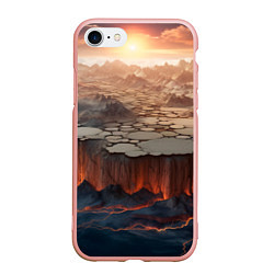 Чехол iPhone 7/8 матовый Разлом земли и лавовой поверхности, цвет: 3D-светло-розовый