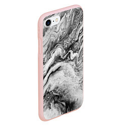 Чехол iPhone 7/8 матовый Черно-белая мраморная абстракция, цвет: 3D-светло-розовый — фото 2