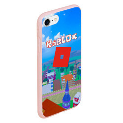 Чехол iPhone 7/8 матовый Роблокс город, цвет: 3D-светло-розовый — фото 2
