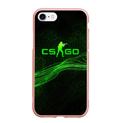 Чехол iPhone 7/8 матовый CSGO green abstract, цвет: 3D-светло-розовый