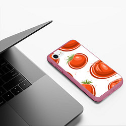 Чехол iPhone 7/8 матовый Помидорчики, цвет: 3D-малиновый — фото 2