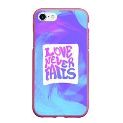 Чехол iPhone 7/8 матовый Love neve fails, цвет: 3D-малиновый