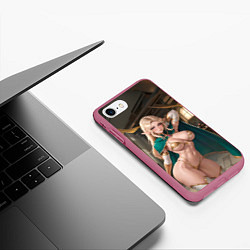 Чехол iPhone 7/8 матовый Девушка эльф с аппетитными формами, цвет: 3D-малиновый — фото 2
