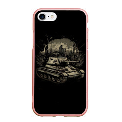 Чехол iPhone 7/8 матовый Танк т54, цвет: 3D-светло-розовый