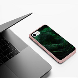Чехол iPhone 7/8 матовый Темно зеленая абстракция, цвет: 3D-светло-розовый — фото 2