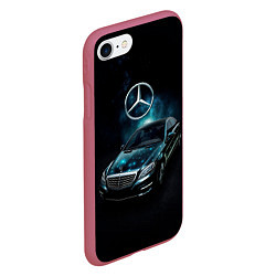 Чехол iPhone 7/8 матовый Mercedes Benz dark style, цвет: 3D-малиновый — фото 2