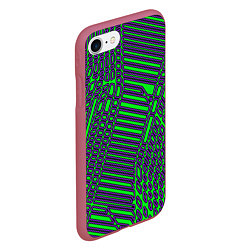 Чехол iPhone 7/8 матовый Кибер сеть ЗелёныйФиолетовый, цвет: 3D-малиновый — фото 2