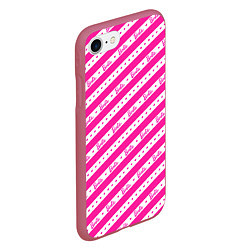 Чехол iPhone 7/8 матовый Барби и розовые полосы, цвет: 3D-малиновый — фото 2