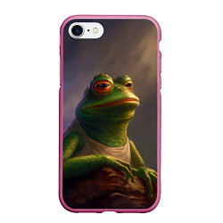 Чехол iPhone 7/8 матовый Натуральная лягушка Пепе, цвет: 3D-малиновый