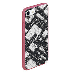 Чехол iPhone 7/8 матовый Полосы Чёрно-белые киберпанк, цвет: 3D-малиновый — фото 2