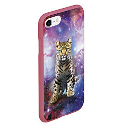 Чехол iPhone 7/8 матовый Space leopard, цвет: 3D-малиновый — фото 2