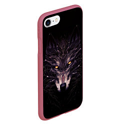 Чехол iPhone 7/8 матовый Волк в кромешной темноте, цвет: 3D-малиновый — фото 2