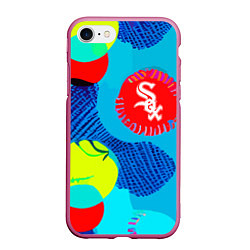 Чехол iPhone 7/8 матовый Chicago White Sox - baseball team, цвет: 3D-малиновый