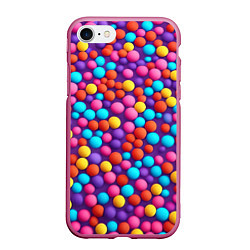 Чехол iPhone 7/8 матовый Паттерн разноцветные шарики - нейросеть, цвет: 3D-малиновый