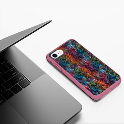 Чехол iPhone 7/8 матовый Разноцветная чешуя дракона, цвет: 3D-малиновый — фото 2