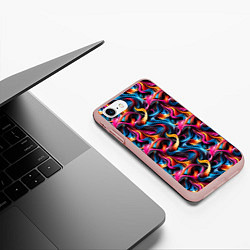 Чехол iPhone 7/8 матовый Неоновые ленты узор, цвет: 3D-светло-розовый — фото 2