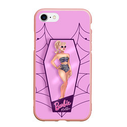 Чехол iPhone 7/8 матовый Хэллоуин Барби в коробке на фоне паутины, цвет: 3D-светло-розовый