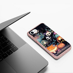 Чехол iPhone 7/8 матовый Скелеты в шляпах, цвет: 3D-светло-розовый — фото 2
